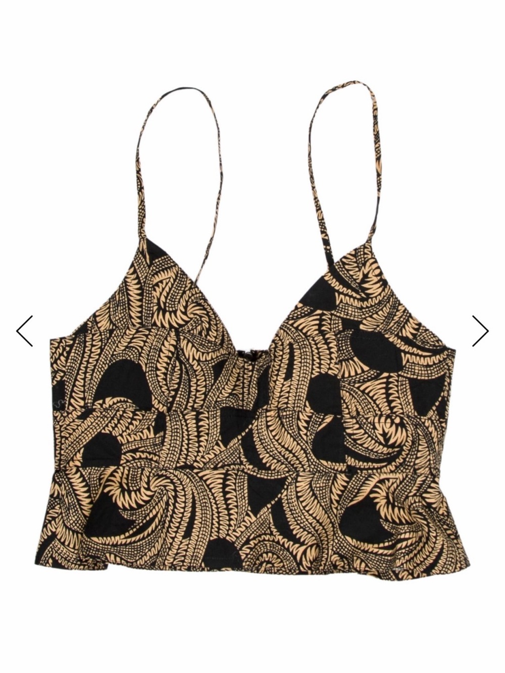 A.L.C. Black & Tan Printed Spaghetti-Strap Crop Top